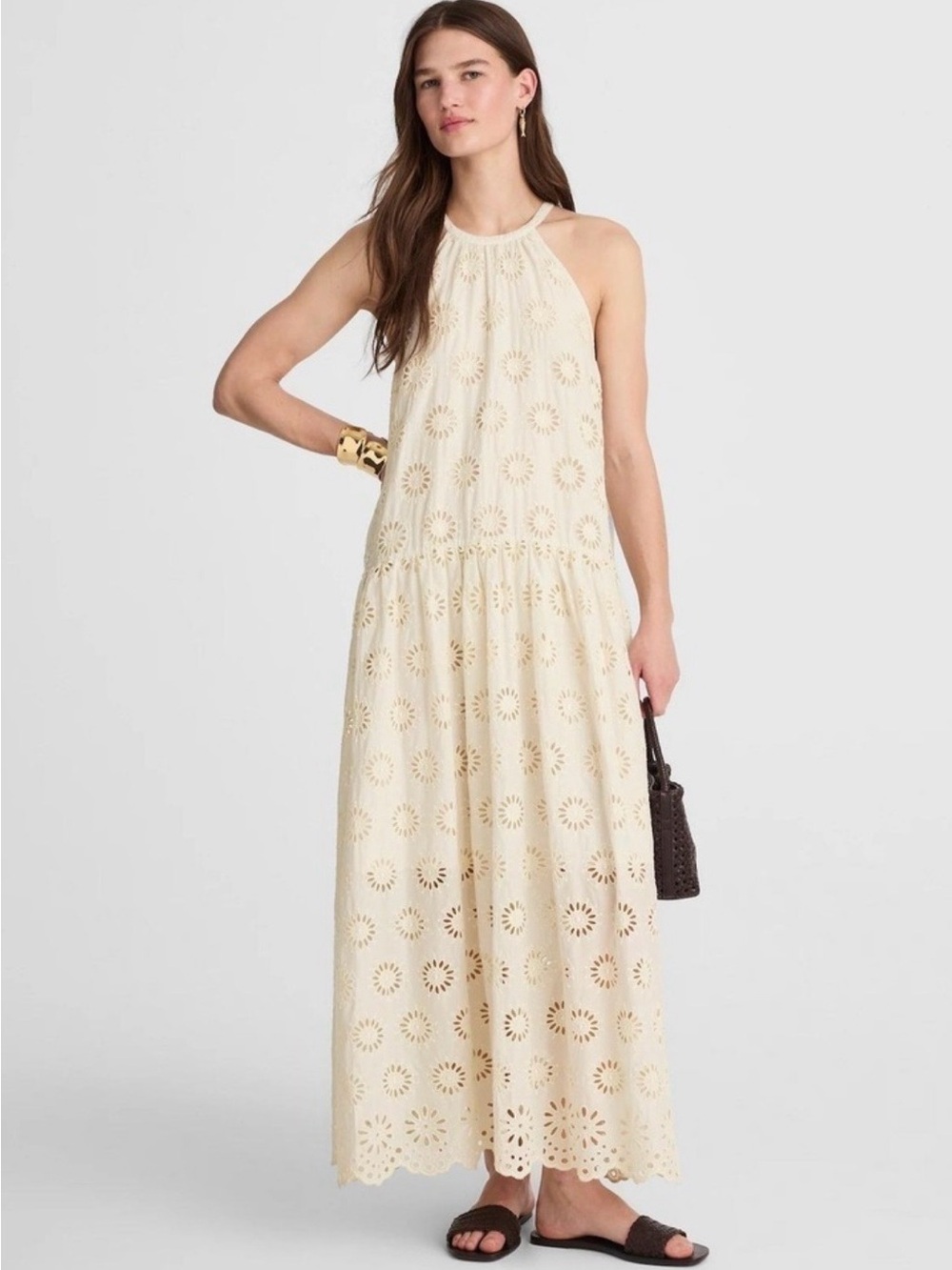 NWOT Madewell  Cream Floral Eyelet Tank Maxi Dress